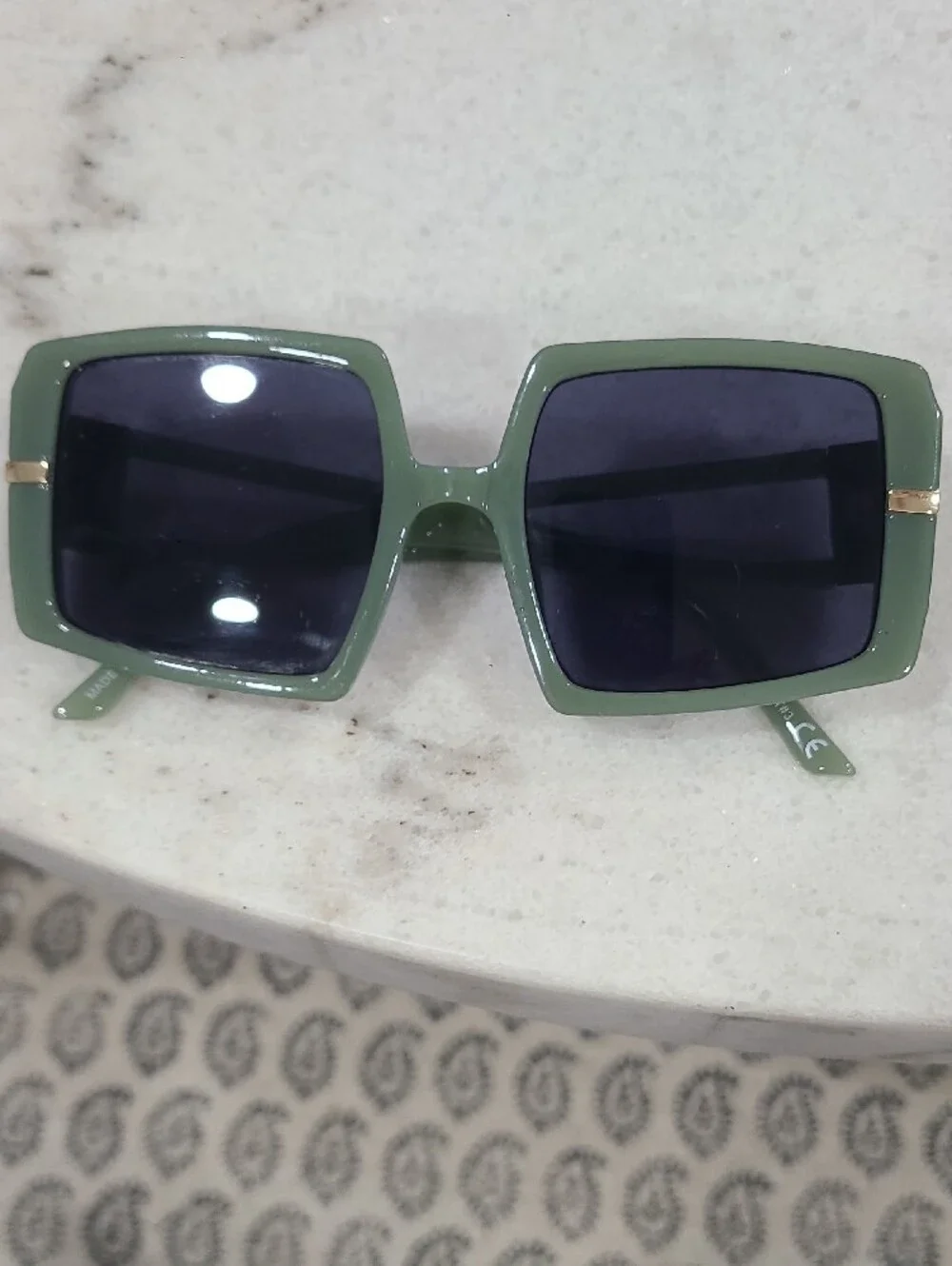 Square Olive Green Women's Sunglasses with Dark Lenses